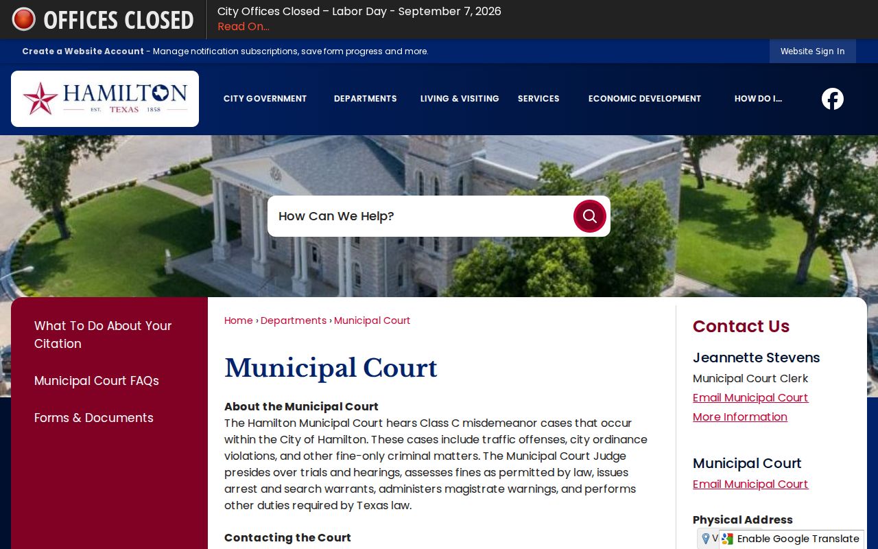 Hamilton County traffic court municipal court information