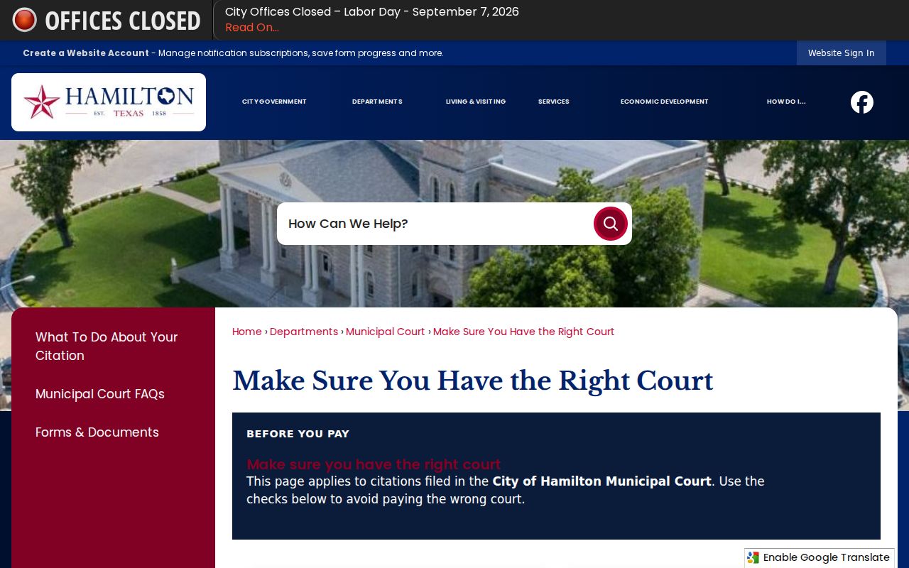 Hamilton County traffic court white and blue citation routing