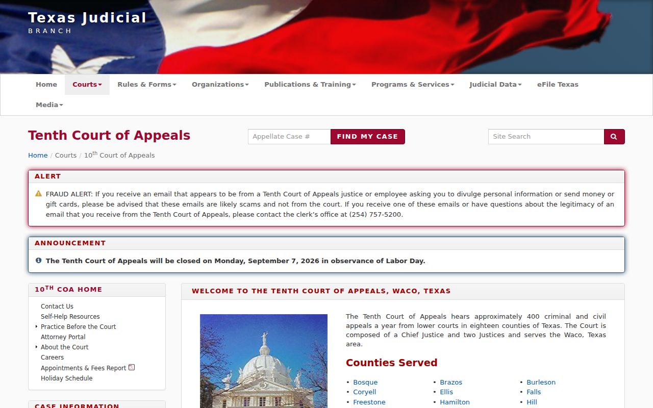 Hamilton County court records Tenth Court of Appeals route