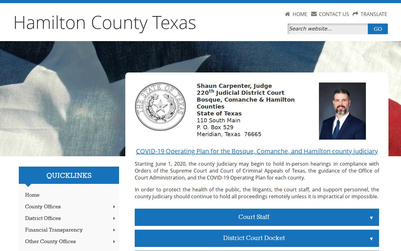 Hamilton County court docket categories for the 220th District Court